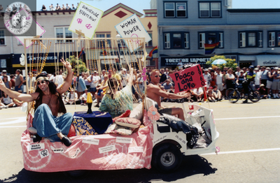 "Peace and Love 1960" float in Pride parade, 1999