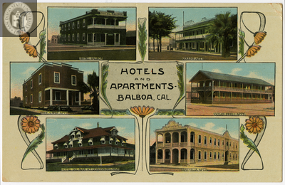 Hotels and Apartments, Balboa, California, 1910