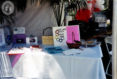 Lesbians in North County (LINC) display table at Pride festival, 2000