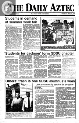 The Daily Aztec: Tuesday 04/19/1988