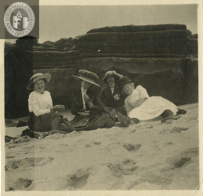 Four women on the beach