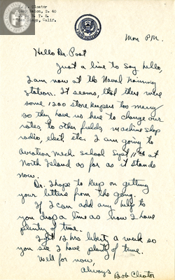 Letter from Robert K. Cleator, 1942