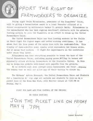 Support the right of farmworkers to organize