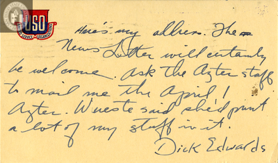 Letter from Dick Edwards, 1943