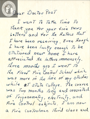 Letter from Robert J. Lazar, 1942