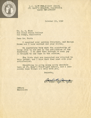 Letter from Carl H. Young, 1942