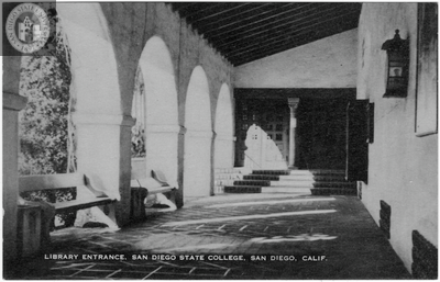 Library entrance, San Diego State College