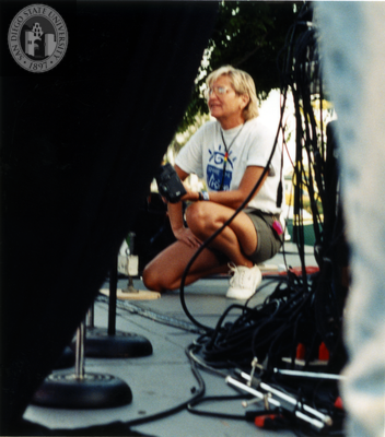 Photographer with professional camera at San Diego Pride Festival, 1997