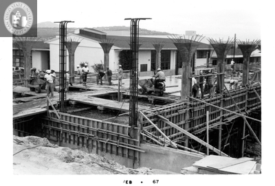 Laying first deck, second level, Aztec Center, 1967