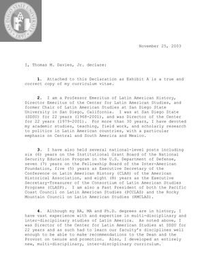 Affidavit for political asylum for a Honduran, 2003