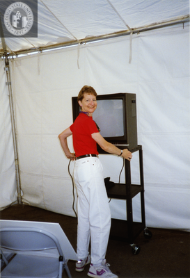 Sharon Parker at the Lesbian and Gay Archives of San Diego tent, 1992