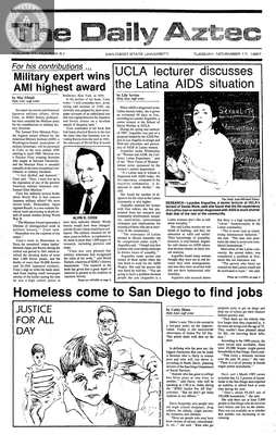 The Daily Aztec: Tuesday 11/17/1987