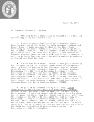 Affidavit for political asylum for a Mexican, 2003