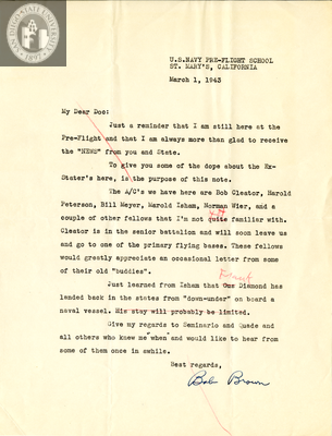 Letter from Robert Brown, 1943