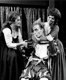 An unidentified actor with two actresses in The Winter's Tale, 1963
