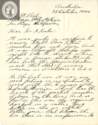 Letter from George E. Tinkham, 1942