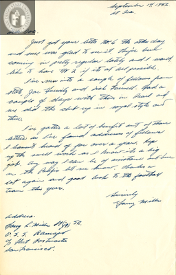 Letter from Harry L. Miller, 1942