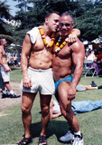 Shirtless men at Pride parade, 1998