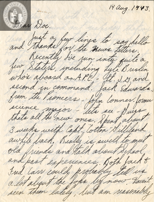 Letter from Chester S. DeVore, 1943