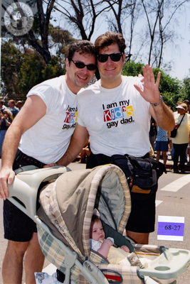 Gay dads at Pride parade, 2001