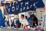 Queer Youth Space booth at Youth Stage and Open Mic, 1999
