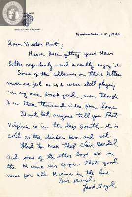 Letter from Jack Doyle, 1942