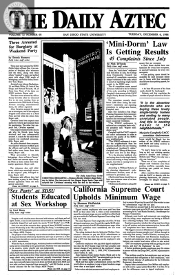 The Daily Aztec: Tuesday 12/06/1988