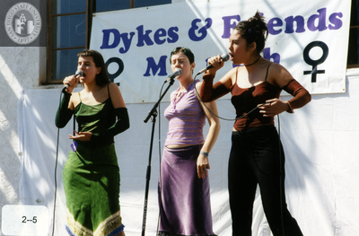 Three performers at Dyke March, 2000