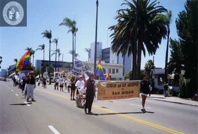 Frank Nobiletti and Doug Moore in Pride parade, 1992