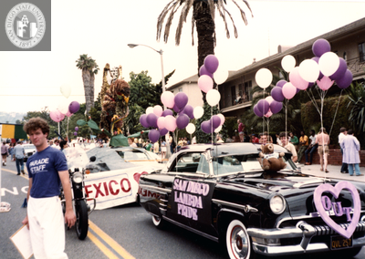 San Diego lambda pride car in Pride parade, 1986