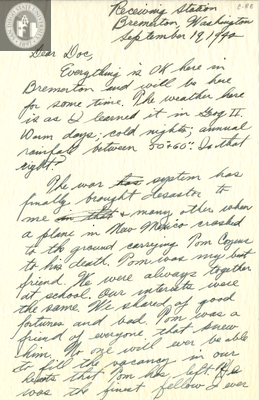 Letter from Frank F. Whigham, 1942