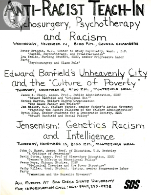Anti-racist teach-in, psychosurgery, psychotherapy, and racism