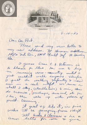 Letter from Herman H. Addleson, 1943