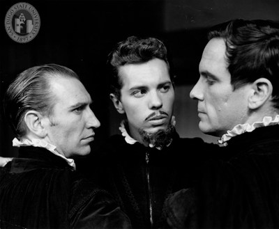 Frank Converse, Philip Hanson and an unidentified actor in Julius Caesar, 1960