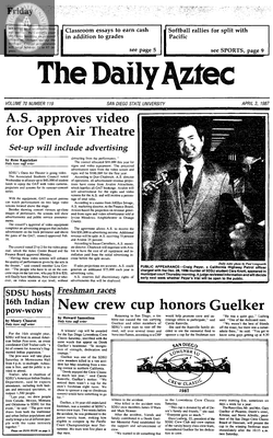 The Daily Aztec: Friday 04/03/1987