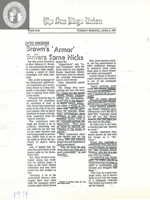 Brown's 'armor' suffers some nicks, 1974