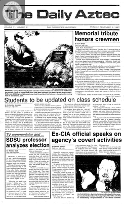 The Daily Aztec: Monday 11/09/1987