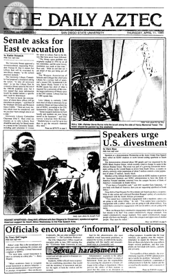 The Daily Aztec: Thursday 04/11/1985