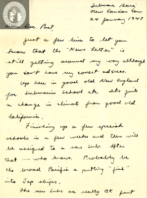 Letter from Andrew A. Berg, 1943