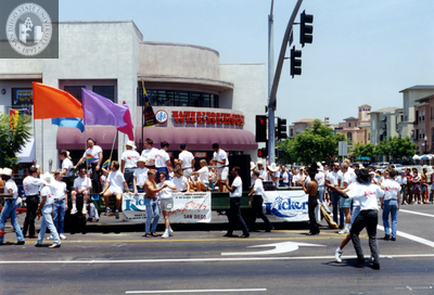 Kicker's San Diego and Hamburger Mary's float at Pride parade, 1993