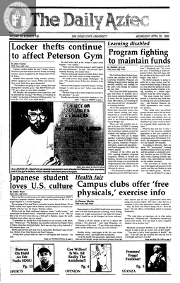 The Daily Aztec: Wednesday 04/30/1986