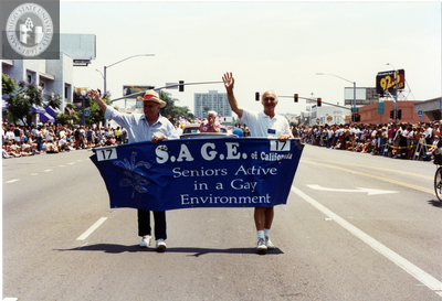 Seniors Active in a Gay Environment banner in parade, 1994
