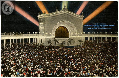 Night concert, World's largest organ, Balboa Park