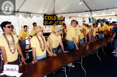 Volunteers in beer tent at a Pride event, 1999