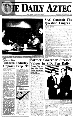 The Daily Aztec: Monday 10/03/1988