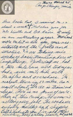 Letter from Jack Bahl, 1943