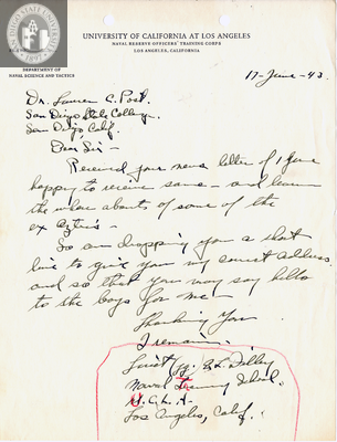 Letter from Elden L. Dilley, 1943