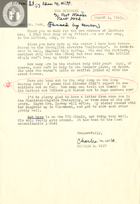Letter from Charles M. Witt, 1942