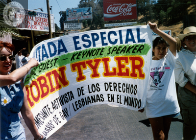 Robin Tyler banner in Tijuana Pride parade, 1996