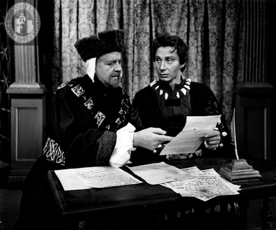 Nicholas Kepros and an unidentified actor in Measure for Measure, 1964